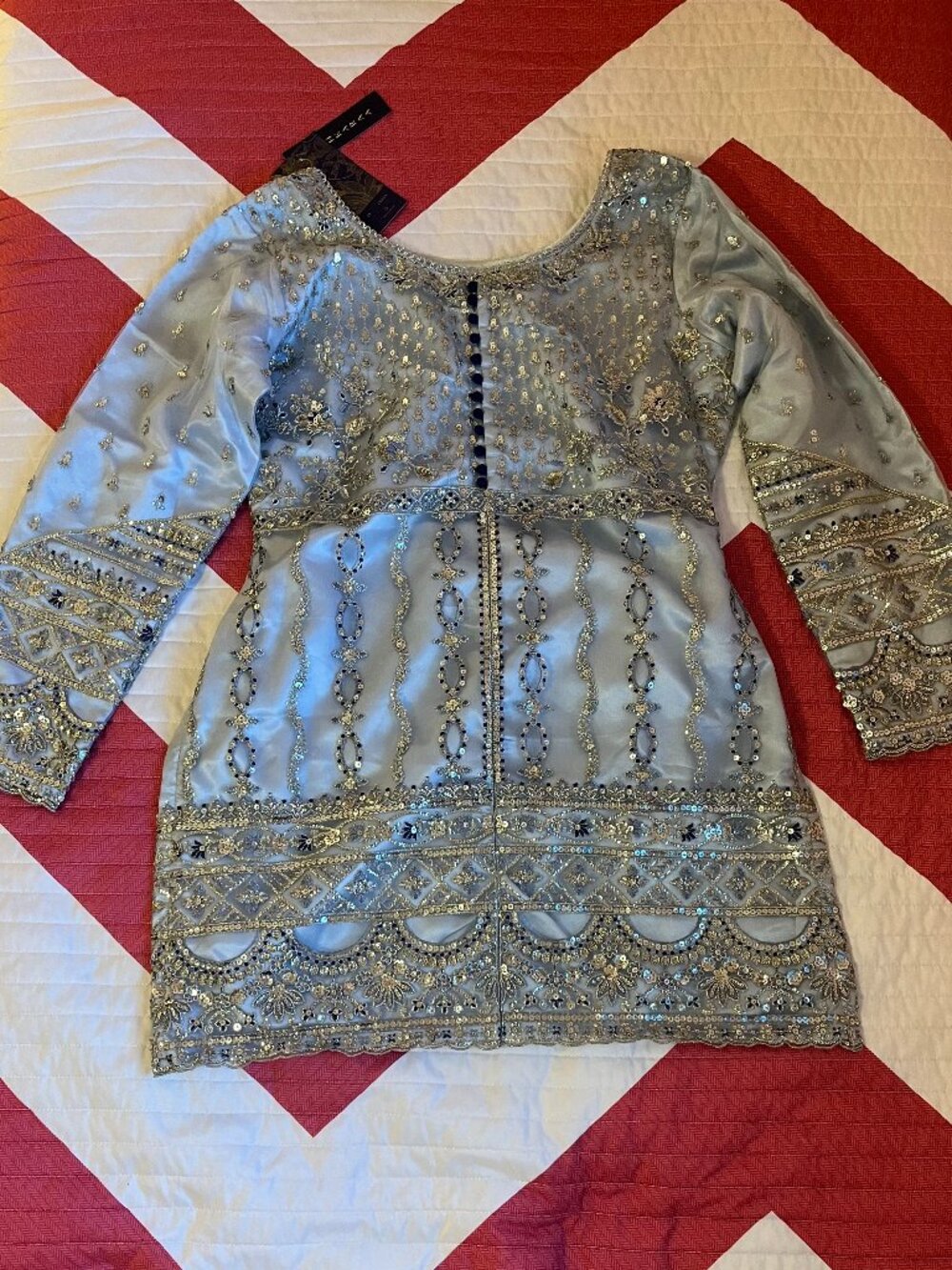 Lashkaraa Silver and Blue Embroidered Gharara Suit